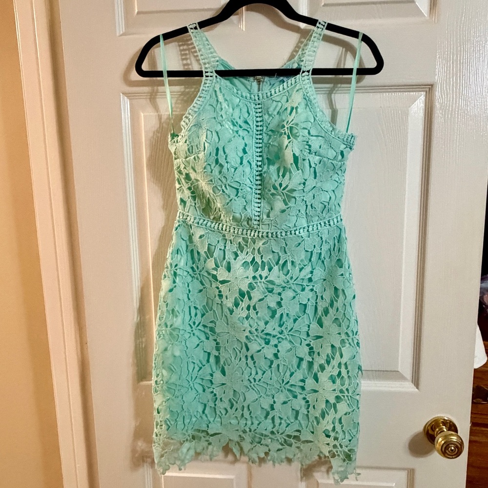 She + Sky Mint Green Lace Dress | Floral Crochet Overlay | NWT | Size S